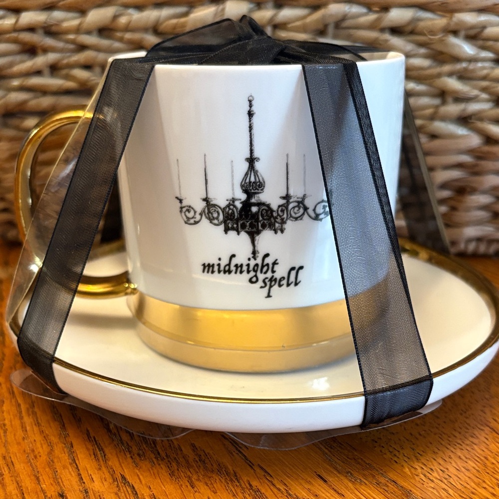 Elegance Gold and White Teacup and Saucer Set